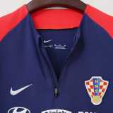 2026 Croatia Royal blue Half Pull Training Shirts