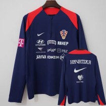 2026 Croatia Royal blue Half Pull Training Shirts