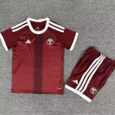 2026 Qatar Home Crimson Fans Kids Soccer jersey