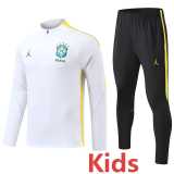 2026 Brazil White Kids Half Pull Tracksuit