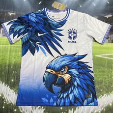 2026 Brazil White Blue Training Shirts
