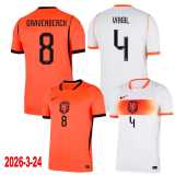 2026 Netherlands Home Fans Long Sleeve Soccer jersey