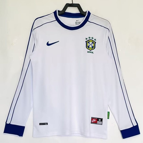 1998 Brazil Special Edition White Retro Long Sleeve Soccer jersey