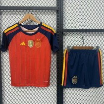 2026 Spain Home With 2 Stars Fans Kids Soccer jersey