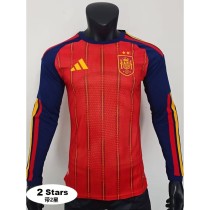[PLAYER] 2026 Spain Home With 2 Stars Player Long Sleeve Soccer jersey