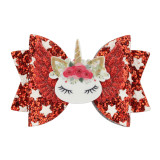 Hot selling glitter unicorn hair bow