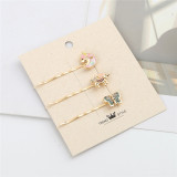 Sweet Children's Hair Accessories Cartoon Butterfly Unicorn Alloy Dropping Oil Hair Clip