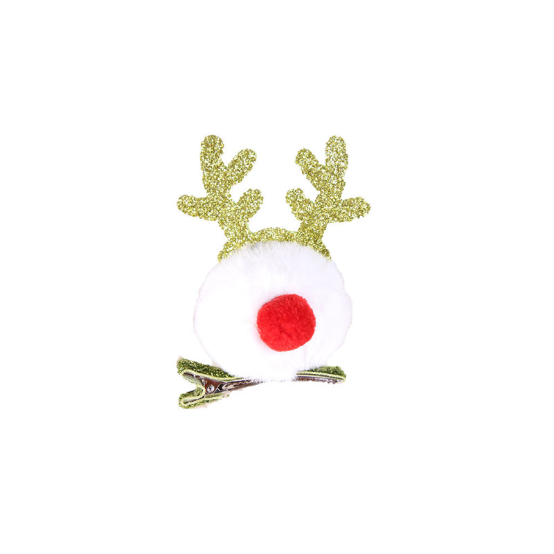 Adorable Christmas pompom hair clip with antlers