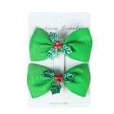 Decorative bow clip for Xmas solid ribbon color