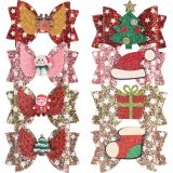 Kids Christmas bow party hair clip bright bow