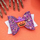 Latest 2 Layers Glitter Hair Bow For Halloween