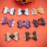 Latest 2 Layers Glitter Hair Bow For Halloween