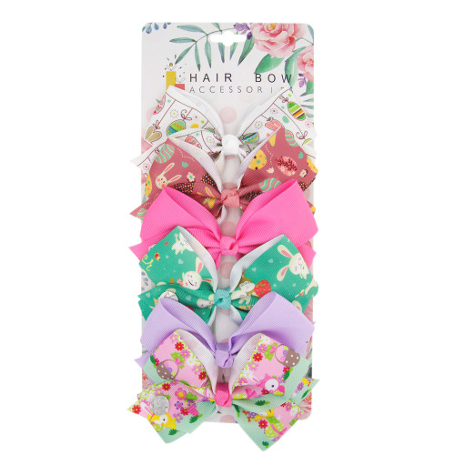 Set Of 6Pcs Hair Bow For Easter