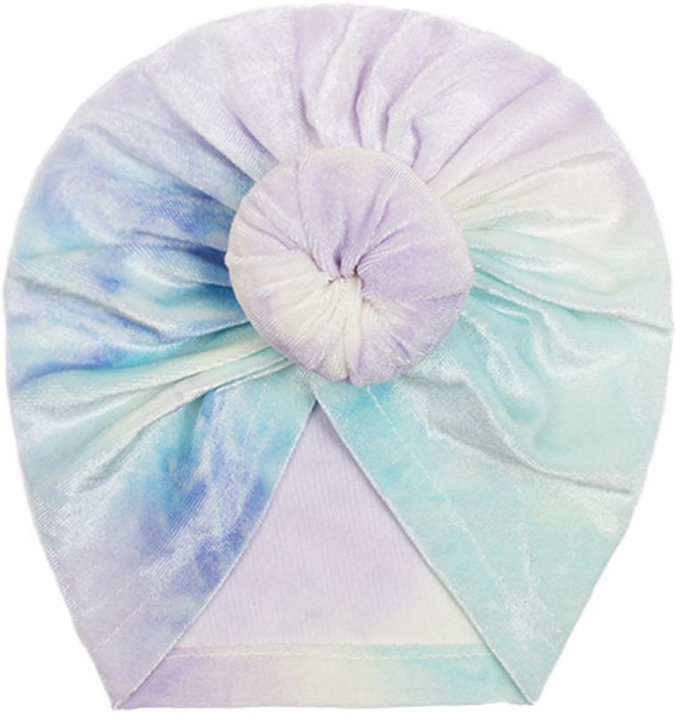Autumn and Winter New Baby Tie Dyed Gold Velvet Hat