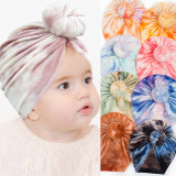 Autumn and Winter New Baby Tie Dyed Gold Velvet Hat