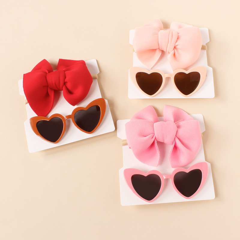 Baby Bow Super Soft Nylon Hairband Heart shaped Sunglasses Set