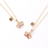 Adorable BFF Diamond Crown Necklace Set