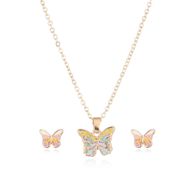 New Girl Elegant Butterfly Earnail Necklace Set