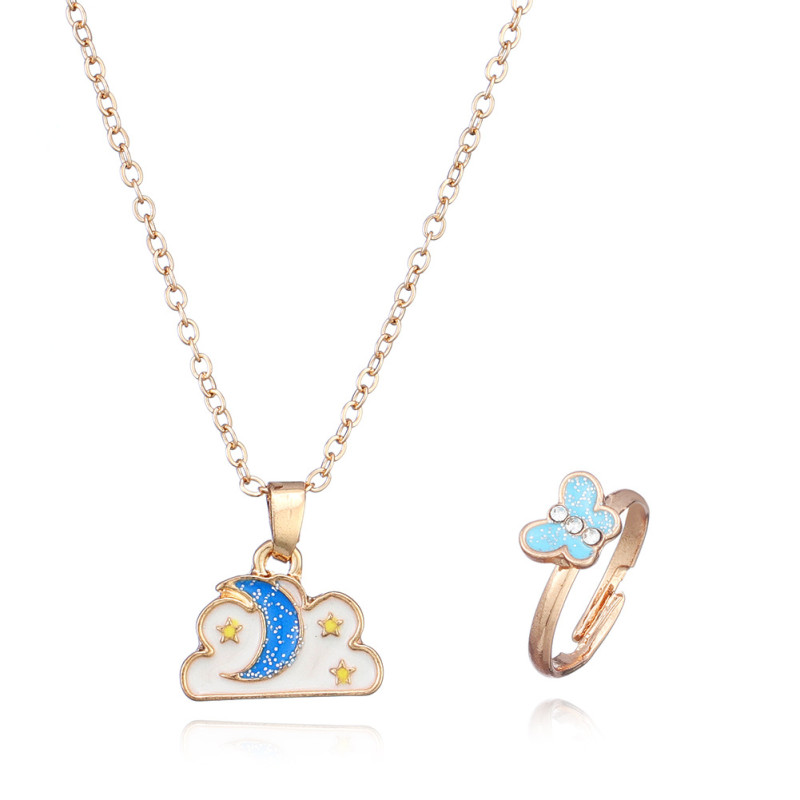 Moon Necklace Butterfly Opening Adjustment Ring