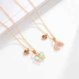 Delicate BFF Rainbow Butterfly Necklace Set