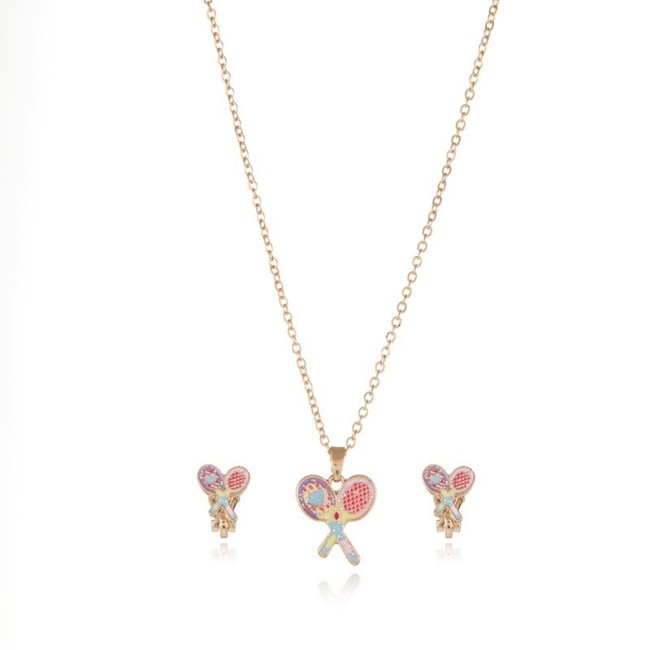 Cartoon Badminton Racket Pendant Jewelry Set