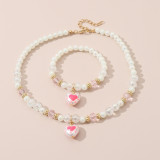Heart Necklace And Bracelet Set
