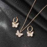 Zircon Butterfly Necklace Earring Set
