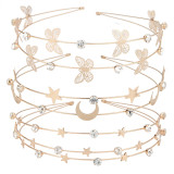 Multi Layer Metal Star Moon Crystal Hair Clip
