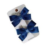 Corduroy Small Bow Pair Clip