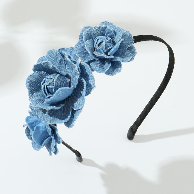 Cowboy Blue Rose Blossom Headband