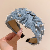 Cowboy Blue Rhinestone Pearl Head Band