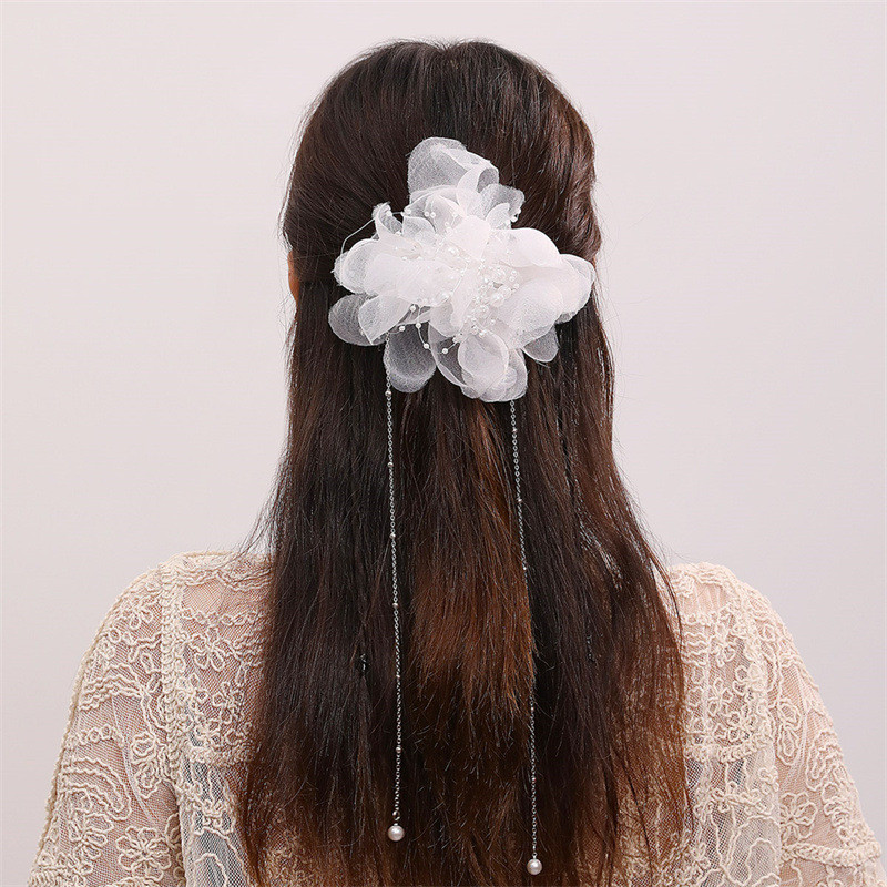 Ethnic Style Pearl Tassel Hair Claw