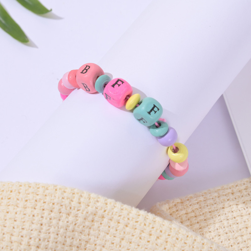 6PCS Colorful Wood Bead Bracelet Set