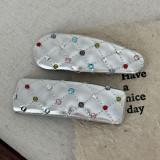 Silver Pu With Rhinestone Clip