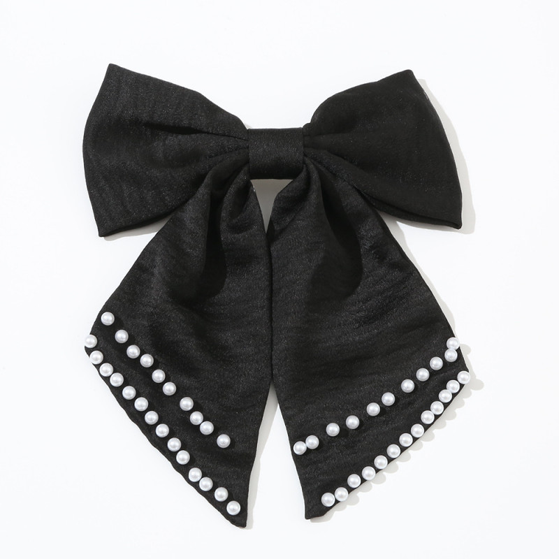 Big Butterfly Ribbon Pearl Hair Clip