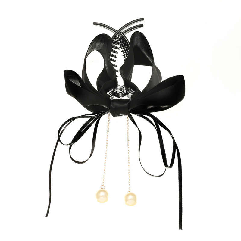 French style Butterfly Ribbon Pearl Claw