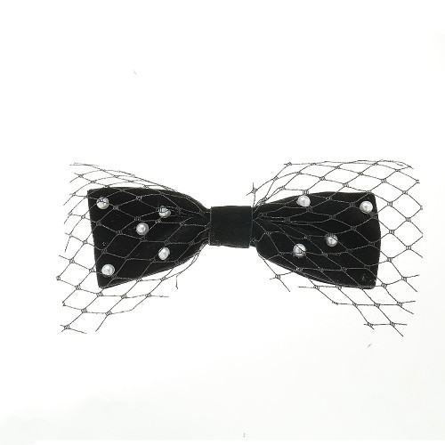 Trendy Mesh Bow Pearl Clip