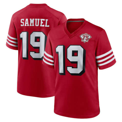 SF.49ers #19 Deebo Samuel Scarlet 75th Anniversary Alternate Red Game Jersey Stitched American Football Jerseys