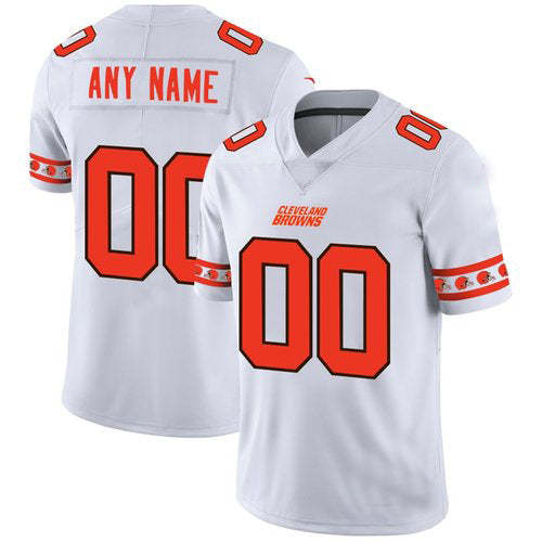 Custom C.Browns White Team Logo Vapor Limited Jersey Stitched American Football Jerseys