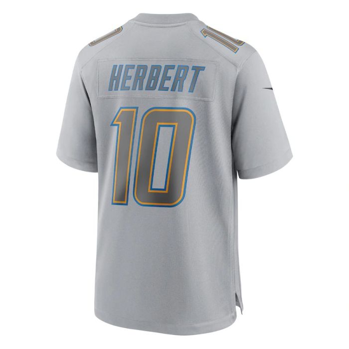 LA.Chargers #10 Justin Herbert Gray Atmosphere Fashion Game Jersey Stitched American Football Jerseys