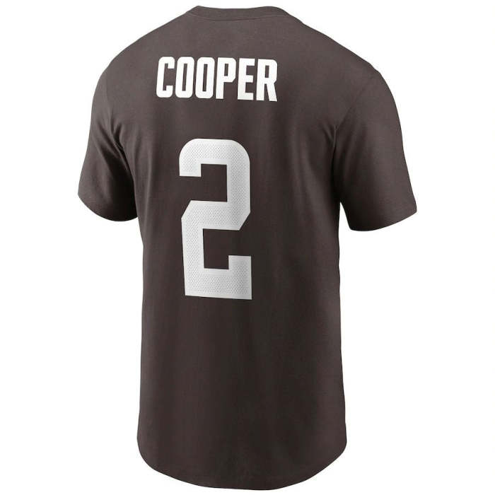 C.Browns #2 Amari Cooper  Brown Player Name & Number T-Shirt Stitched American Football Jerseys