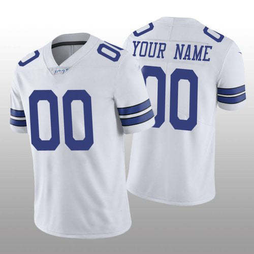 Custom D.Cowboys White Vapor Limited 100th Season Jersey Stitched Jersey Football Jerseys