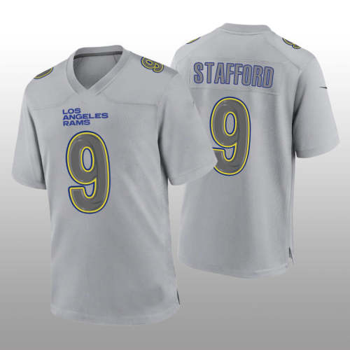 LA.Rams #9 Matthew Stafford Gray Atmosphere Fashion Game Jersey Stitched American Football Jersey