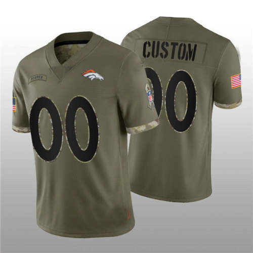 Custom D.Broncos ACTIVE PLAYER 2022 Olive Salute To Service Limited Stitched Jersey  American Football Jerseys