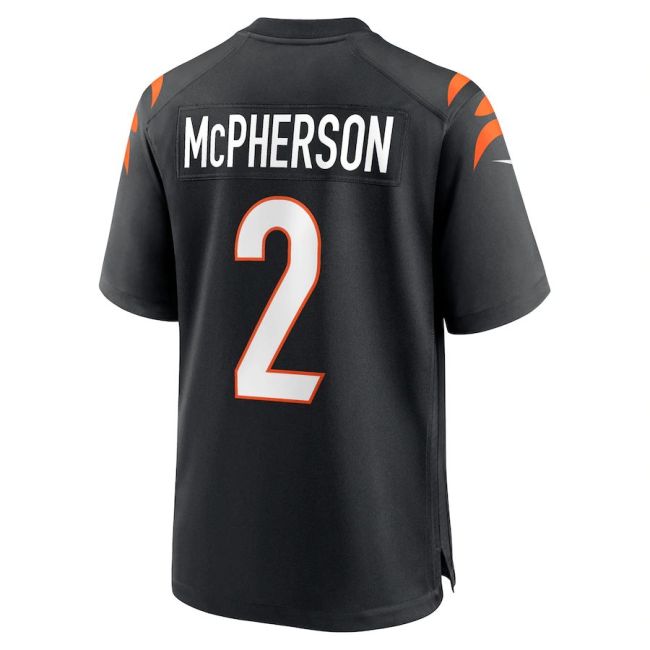 C.Bengals #2 Evan McPherson Black Game Jersey Stitched American Football Jerseys