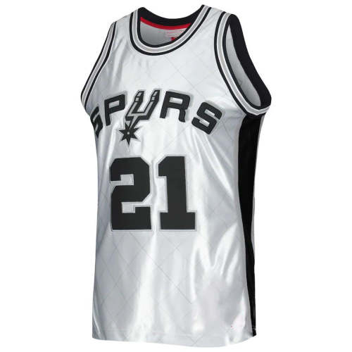 S.Antonio Spurs #21 Tim Duncan Mitchell & Ness 1998-99 Hardwood Classics 75th Anniversary Swingman Jersey Platinum Stitched American Basketball Jersey