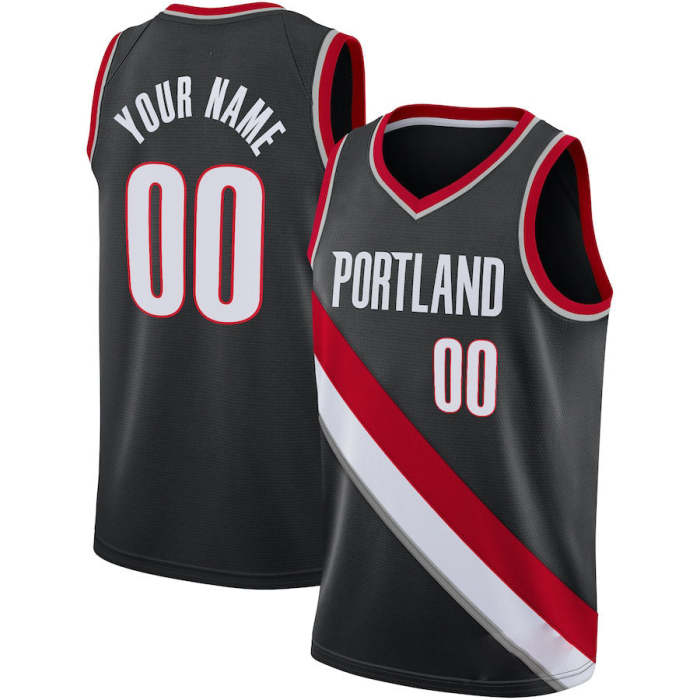 Custom P.Trail Blazers Swingman  Jersey City Edition Black Stitched Basketball Jersey