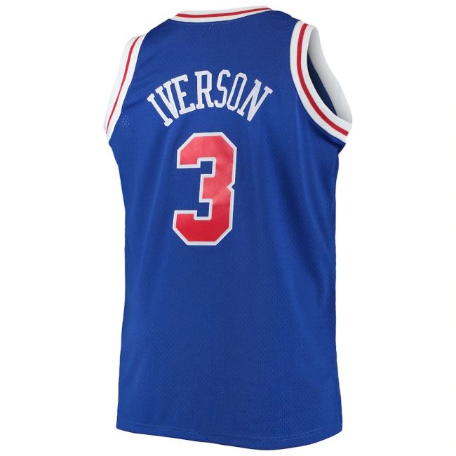 PH.76ers #3 Allen Iverson Mitchell & Ness Big & Tall Hardwood Classics Swingman Jersey Royal Stitched American Basketball Jersey