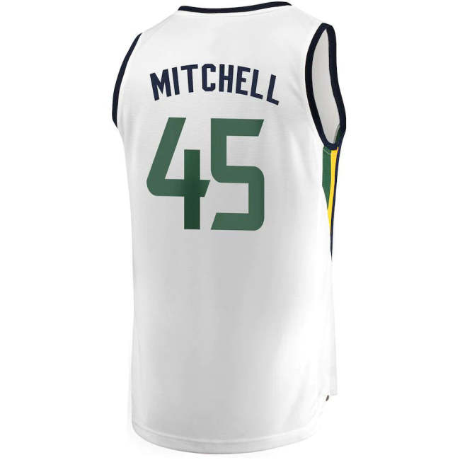 U.Jazz #45 Donovan Mitchell Fanatics Branded Fast Break Replica Jersey White Association Edition Stitched American Basketball Jersey