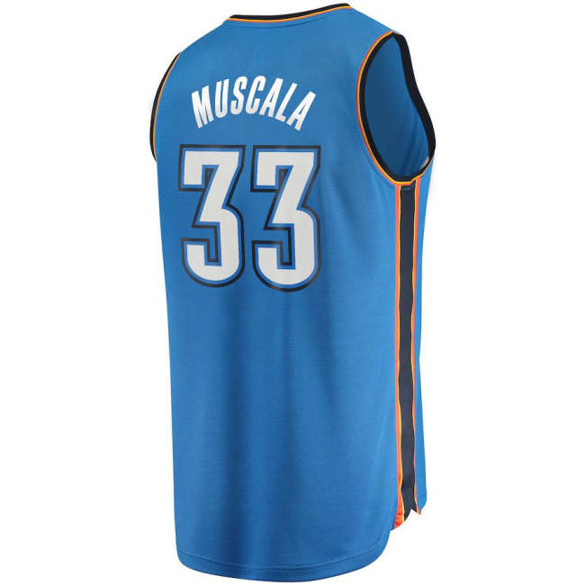 OC.Thunder #33 Mike Muscala Fanatics Branded  Fast Break Replica Jersey Blue  Icon Edition Stitched American Basketball Jersey